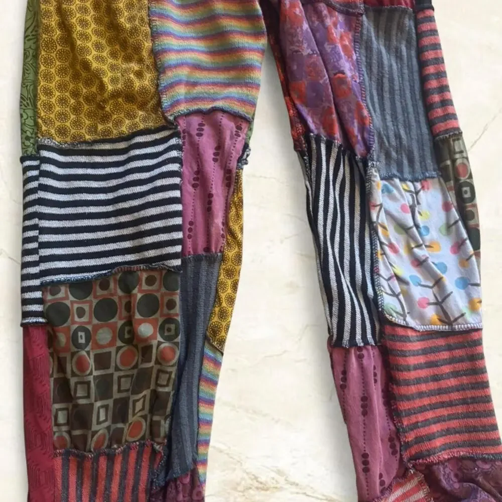 Kathmandu Imports Cotton Patchwork Drawstring Multicolor Harem Pants - Picture 4 of 9